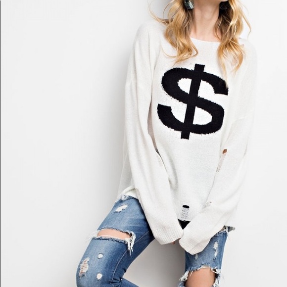 Distressed Soft $ Sweater - Picture 3 of 8